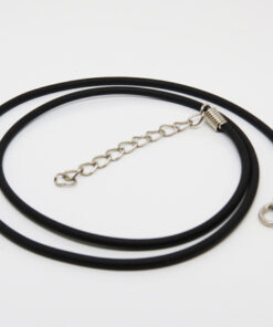 Rubber (PVC) Necklace - Black Cord - 17" + ext (S0721)