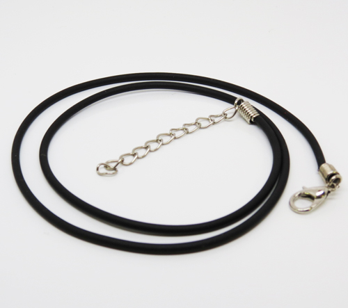 Rubber (PVC) Necklace - Black Cord - 17" + ext (S0721)